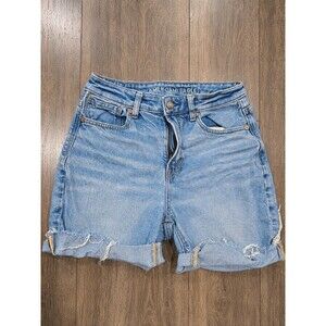 American Eagle Strigid Denim Shorts Womens 2 Short Light Wash Distressed